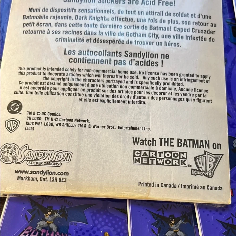 The Batman stickers -Set of 8 - Still Sealed!